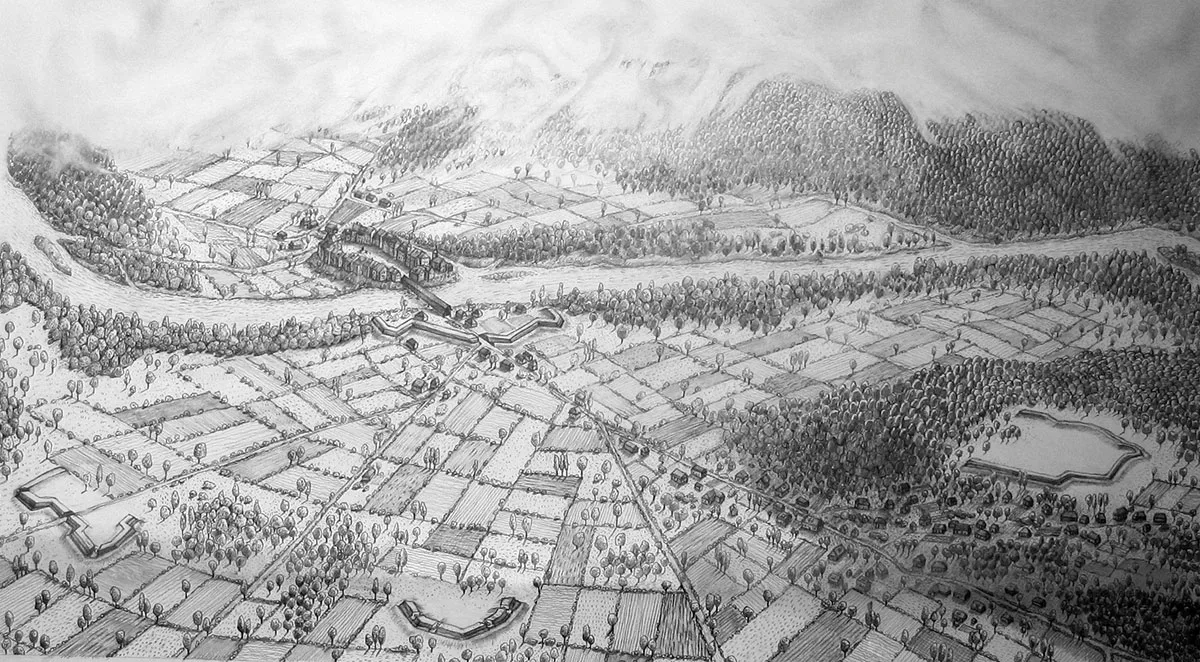 Grafik der Schanzen rund um Aarberg, 1831.