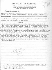 1934 arrest warrant for Clemente Malacrida.