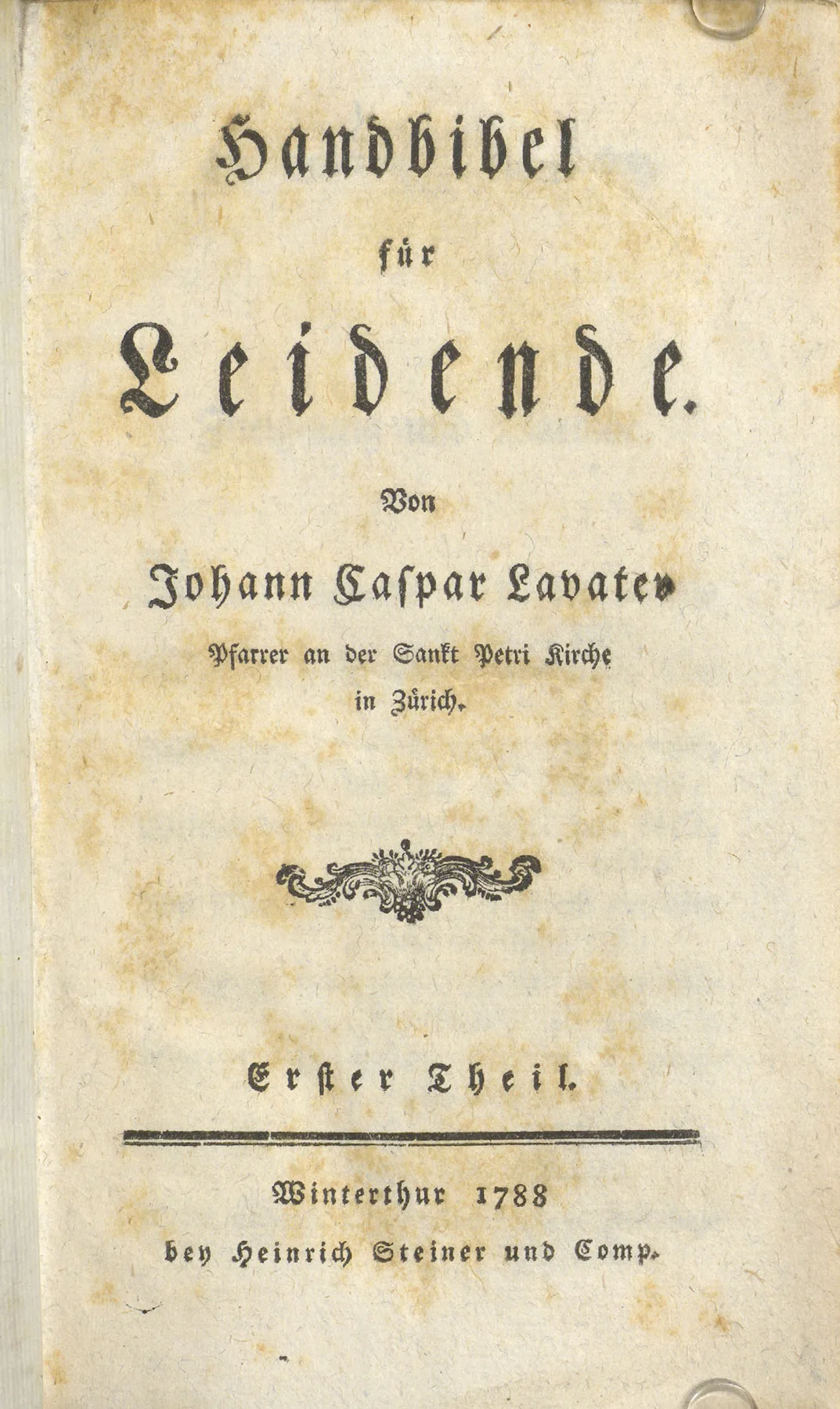 Auch Rosina Honnerlag-Zellweger suchte Unterstützung in Buchform, die sie in der «Handbibel für Leidende» des Pfarrers Lavater fand.