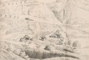 Der Hauensteintunnel auf einer Druckgrafik von 1857.