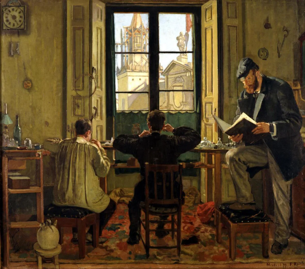 Hodlers Uhrmacherwerkstätte in Madrid, gemalt im Jahr 1879.