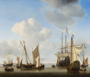 Dutch merchant ships at anchor, Willem van de Velde the Younger, 1658.