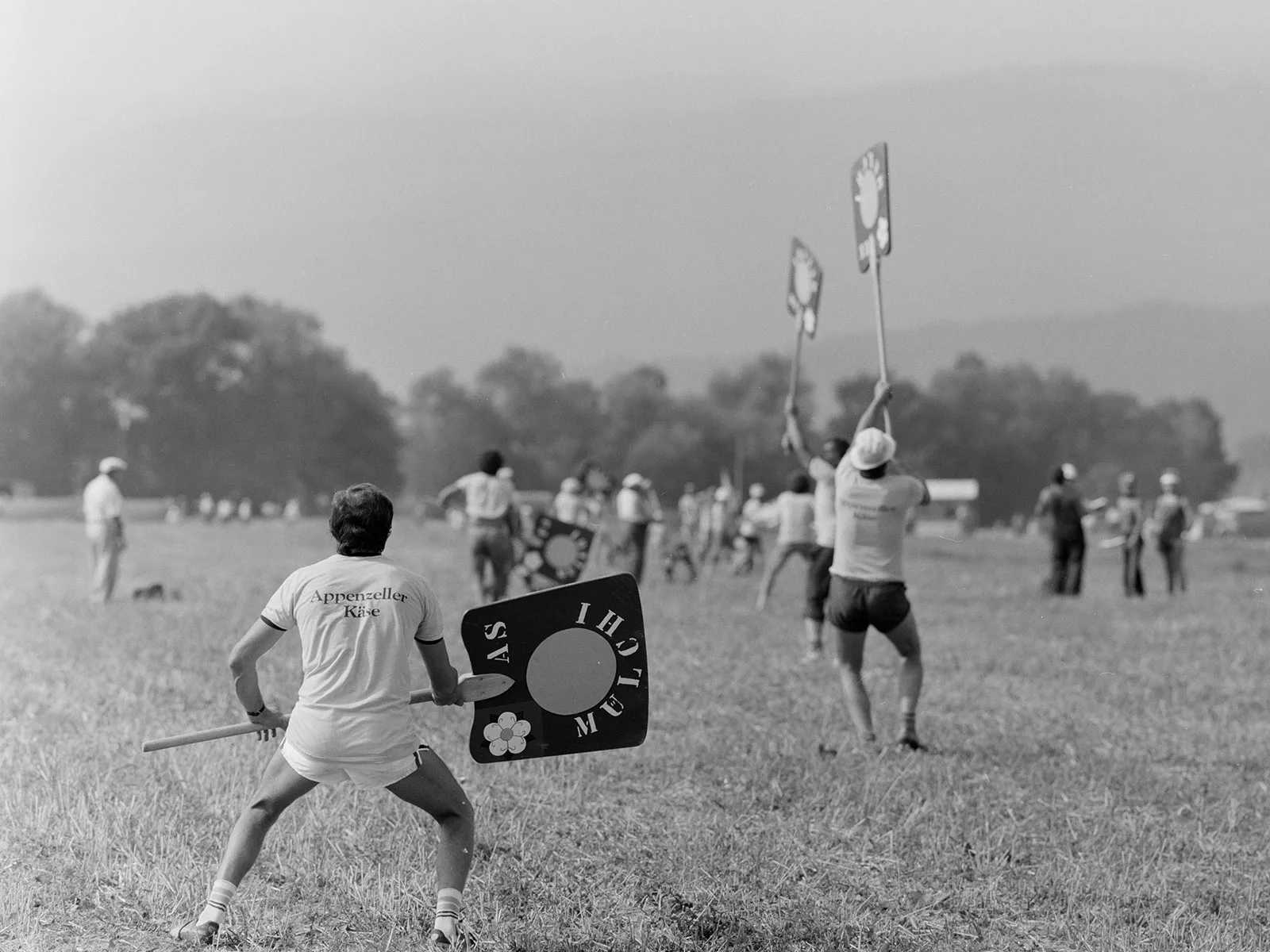 Hornussenfest im bernischen Studen, 1985.