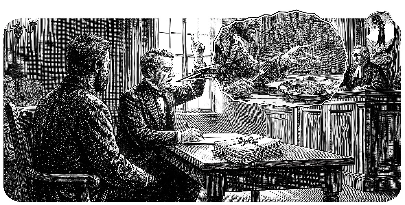 In court, Emil Bienz cited inadequate food rations as the main reason for his attempted escape. Illustration by Marco Heer.