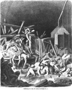 L’accident de 1857 représenté dans le journal allemand «Die Gartenlaube», 1857.