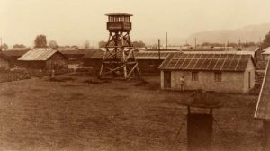 Das Internierungslager in Büren an der Aare, aufgenommen um 1940.