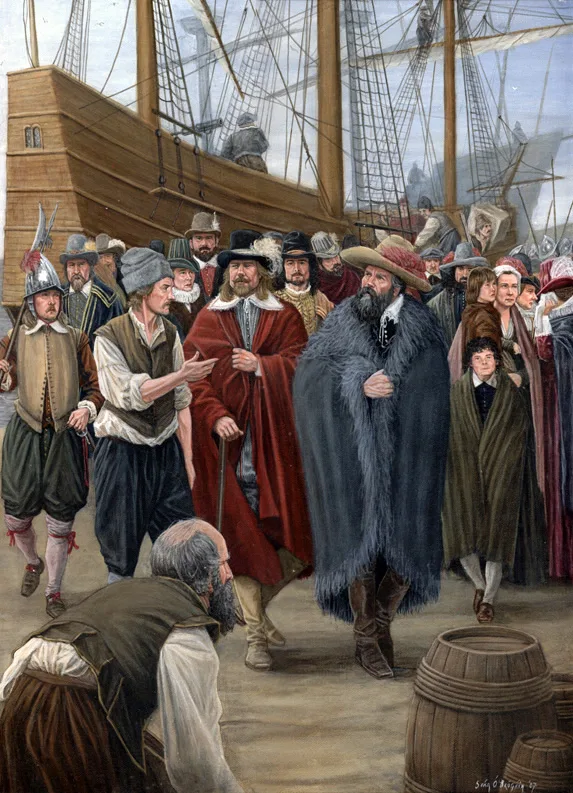 Die Ankunft der Iren in Quillebeuf-sur-Seine, Illustration von John McCavitts «The Flight of the Earls: An Illustrated History».