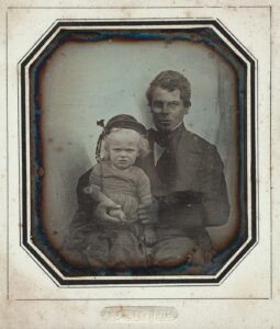 A recently emerged daguerrotype showing a young Johann Baptist Isenring with his baby son.