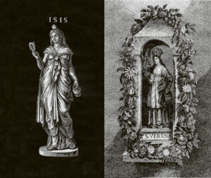 Isis et sainte Vérène avec leurs attributs typiques. Illustrations de 1818.