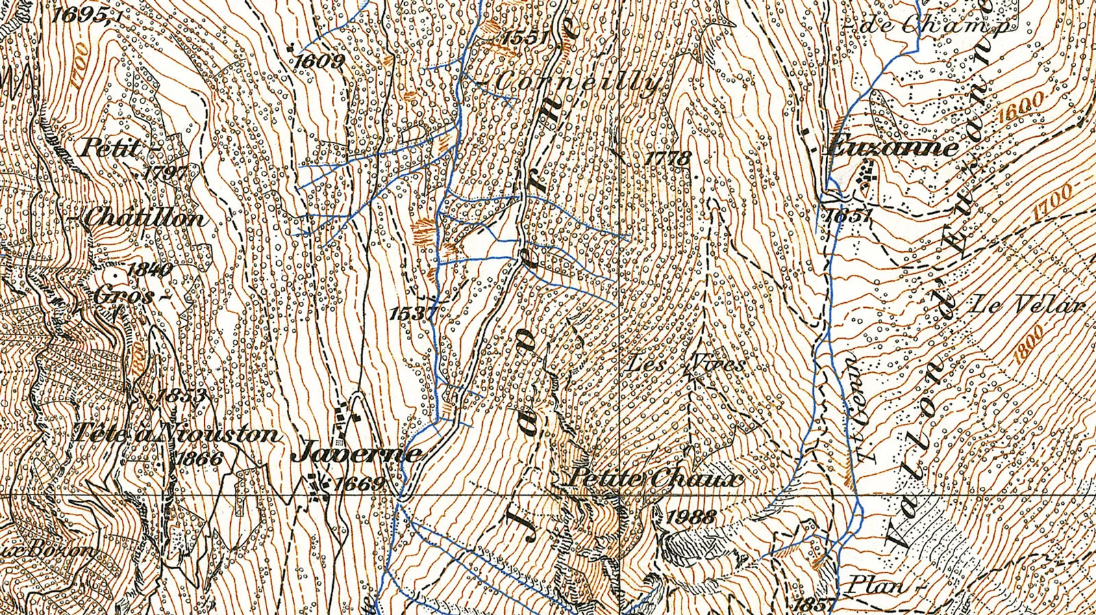 Ausschnitt der Karte LT TA 484, «Lavey-Morcles», 1908.