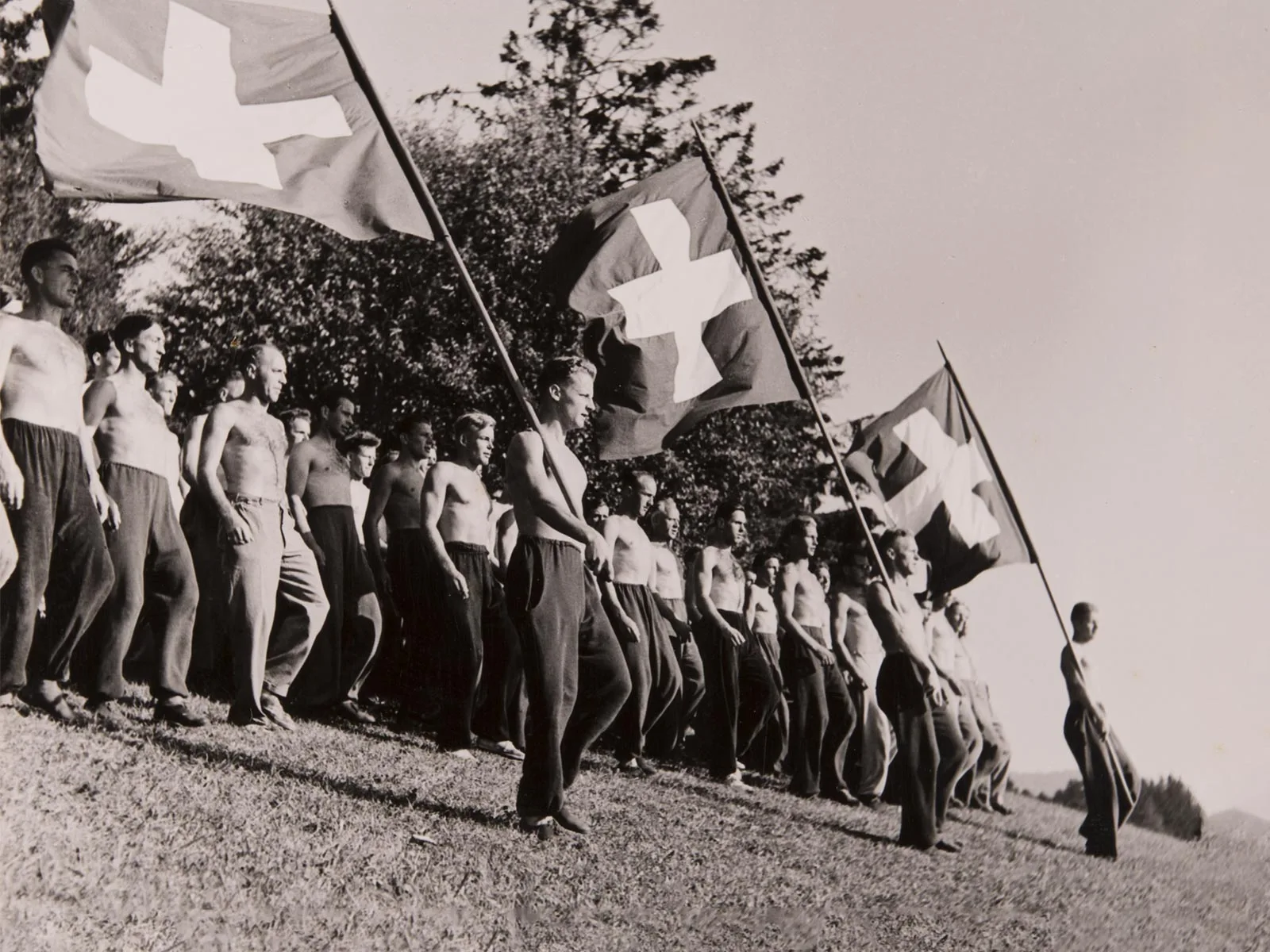 Bild aus der Gründungszeit der Sportschule Magglingen im Kanton Bern, 1940er-Jahre.