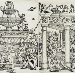 Hans Sebald Beham, Fontaine de jouvence et maison thermale, 1536 (détail).