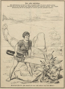 Karikatur für das Schächtverbot im Nebelspalter vom 19.8.1893.