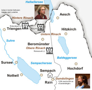 The three ancestral castles of the house of Reinach in the area of Beromünster