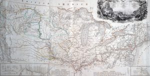 Karte der Route der Expedition von Maximilian zu Wied-Neuwied und Karl Bodmer. Aus Karl Bodmers Publikation Reise in das innere Nord-America, um 1841.