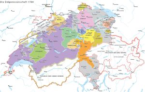 Karte der Eidgenossenschaft im Jahr 1789.