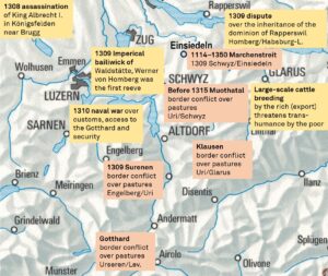 Political, economic and social collapse in central Switzerland circa 1309.