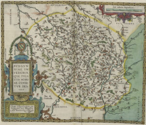 Karte von Burgund, um 1608.