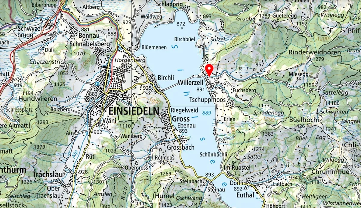 Aktuelle Karte der Region Einsiedeln.