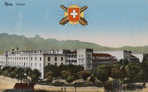 Postkarte der Kaserne Thun, um 1900.