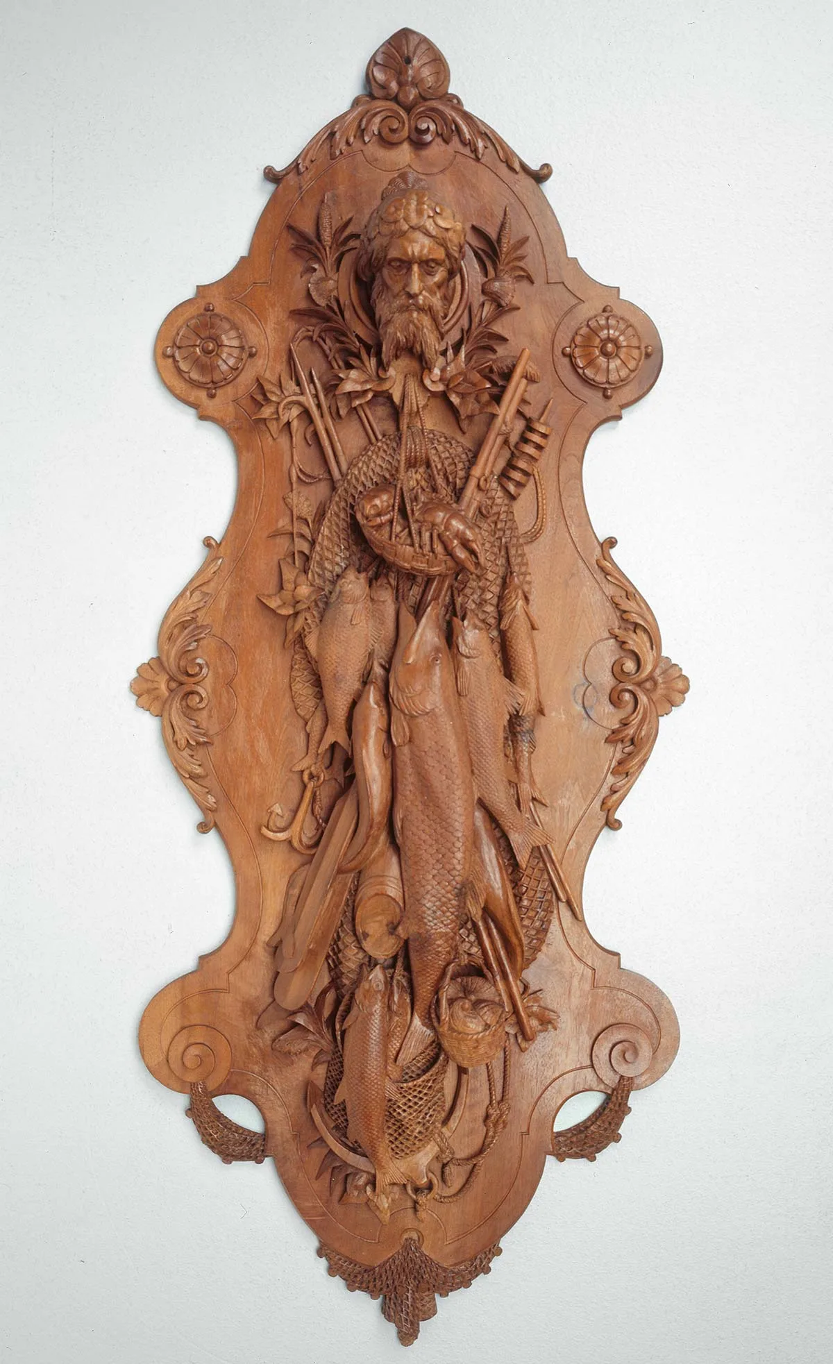 Darstellung der Fischerei: Relief entworfen von Hans Kienholz, um 1900.