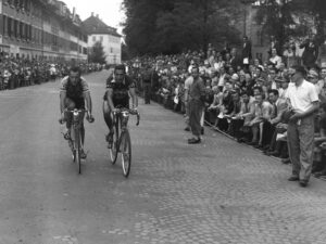 Koblet and Kübler at the 1951 Tour de Suisse. Kübler won the Tour ahead of Koblet.