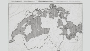 Konfessionsgrenzen der Schweiz. Glasdia aus der Sammlung «Atlas der Schweizerischen Volkskunde» im Fotoarchiv der SGV, Basel.