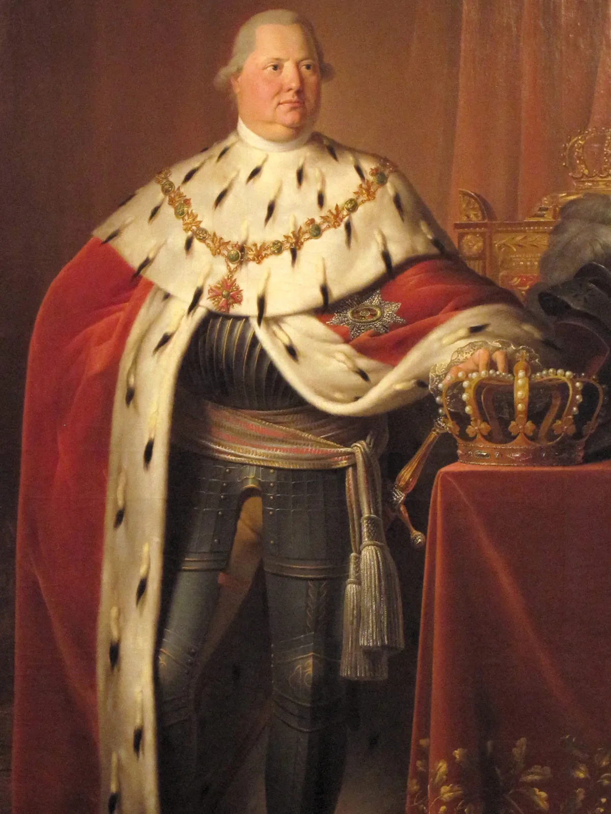 König Friedrich I. von Württemberg im Krönungsornat und in Rüstung