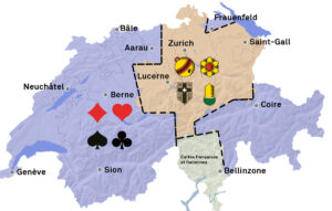 La diffusion de différentes cartes à jouer en Suisse