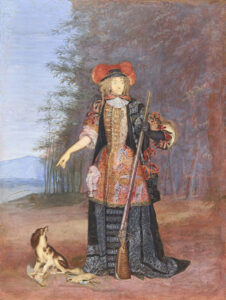 Liselotte en costume de chasse, dessin à l’aquarelle de Joseph Werner, 1671.