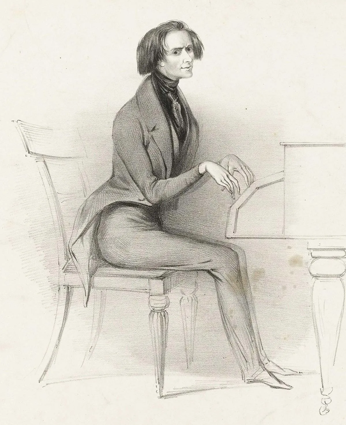 Für viele Zeitgenossen schwankte Franz Liszt zwischen Genie und Wahnsinn hin und her. Hier eine Karikatur des Komponisten aus dem Jahr 1840.