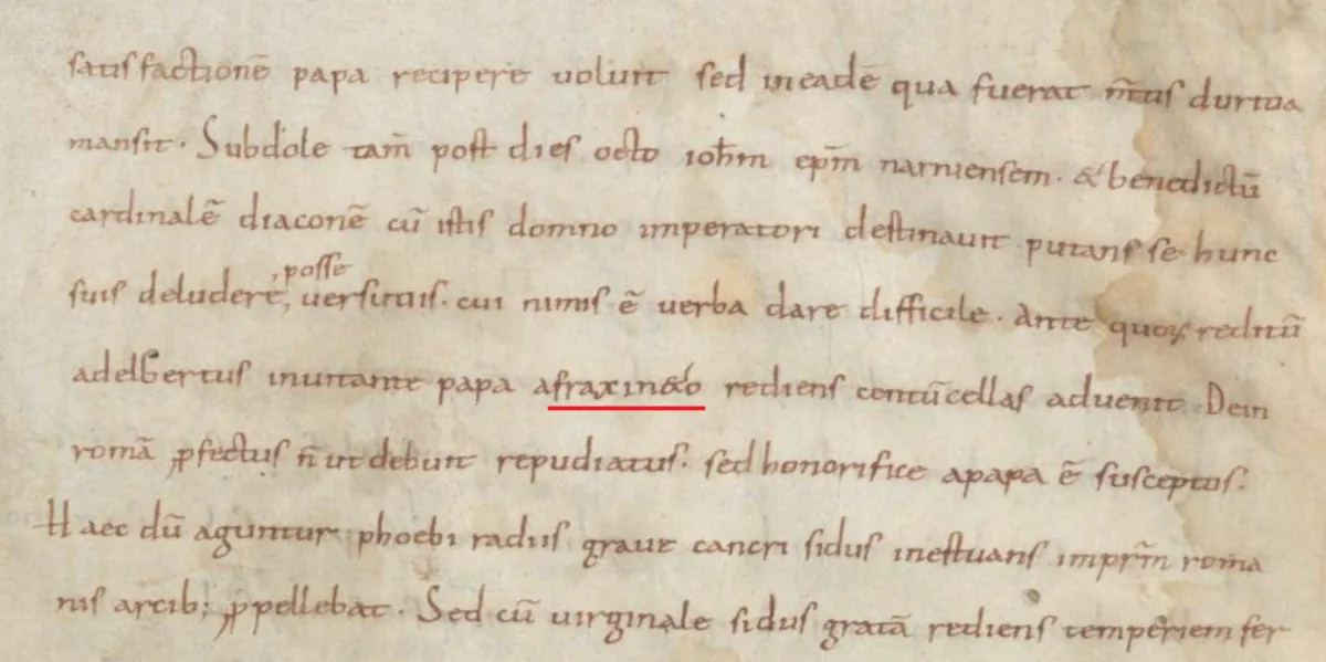 Liutprand of Cremona’s mention of “Fraxinetum” in his Antapodosis.