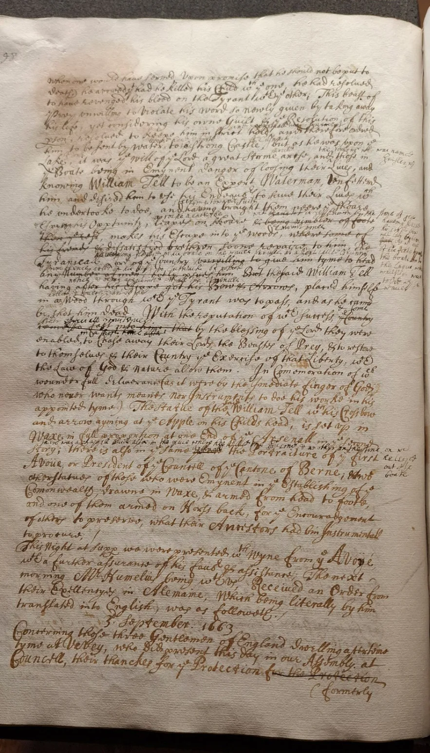 Edmund Ludlow erwähnte in seinem Werk «Voyce from the Watch Tower» auch Wilhelm Tell.