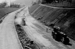 Bau der Autobahn Luzern-Ennethorw, um 1954.