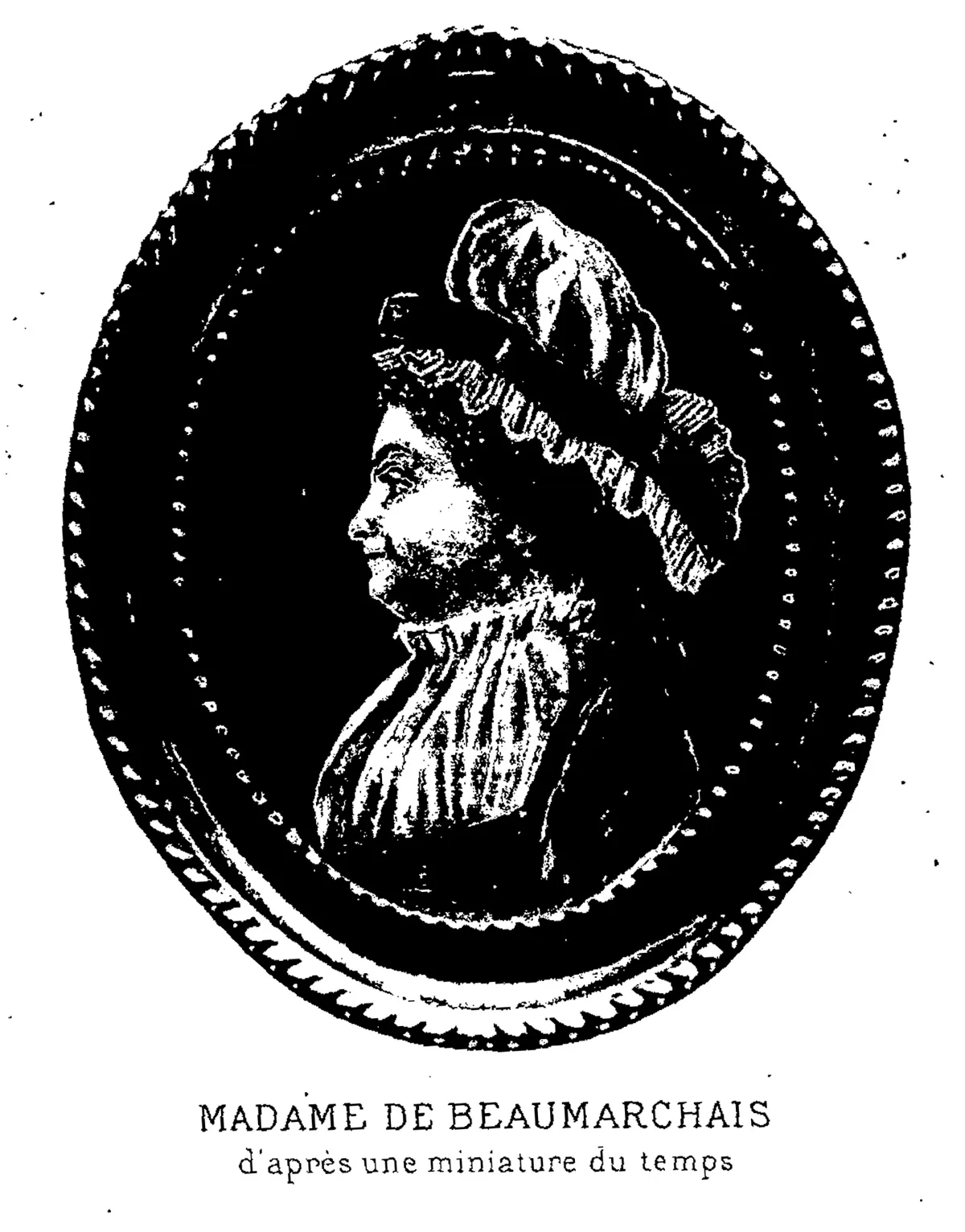 Portrait von Madame Beaumarchais, née Willermaulaz, basierend auf einer Miniatur aus dem 18. Jahrhundert.