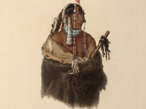 "Mandeh-Pahchu. A young Mandan Indian". Illustration by Karl Bodmer from the publication Travels in the Interior of North America, around 1841.