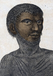 Man from Tasmania, print after a drawing by John Webber, around 1777.