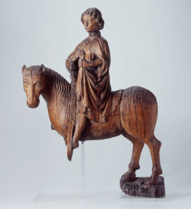 St Martin on horseback, single figure, limewood, 66 x 47.5 x 18 cm, fragment; produced around 1420 in Lucerne (?), probably for St Martin’s Church in Entlebuch (Canton of Lucerne).