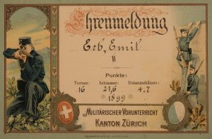 Im Kanton Zürich existierte der militärische Vorunterricht. Ehrenmeldung von 1899.