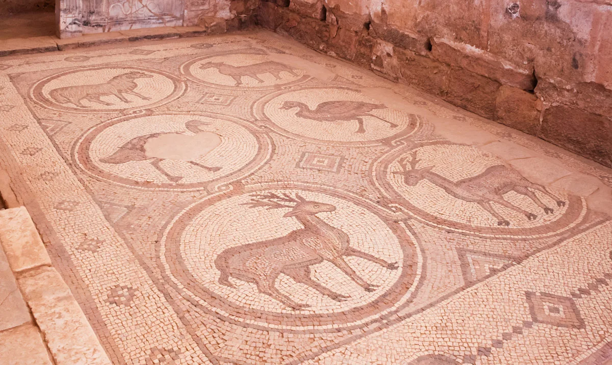 Mosaik der Petra-Kirche, Petra, Jordanien.