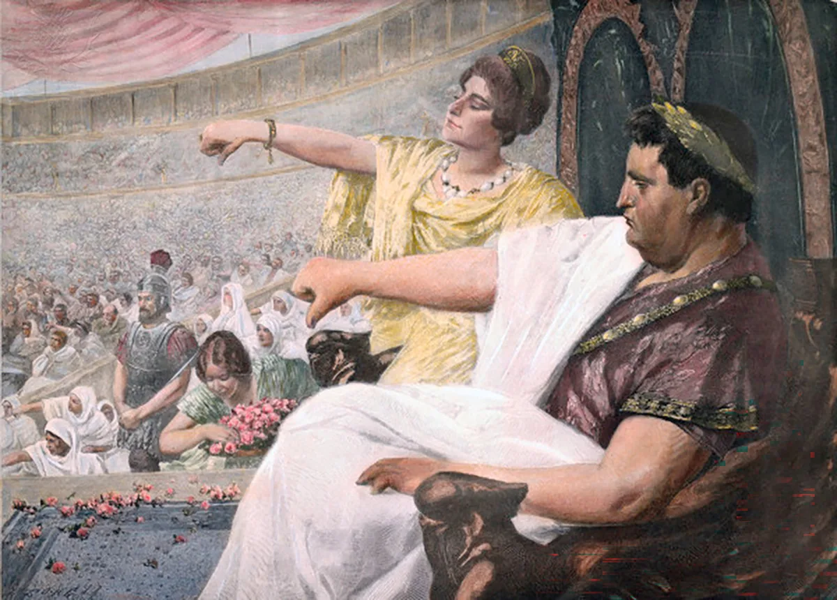 Leben oder Sterben? Im Amphitheater manifestierte sich die Macht des römischen Kaisers in einer einzigen Handbewegung. Wie hier Nero auf einem Gemälde aus dem Jahr 1900.