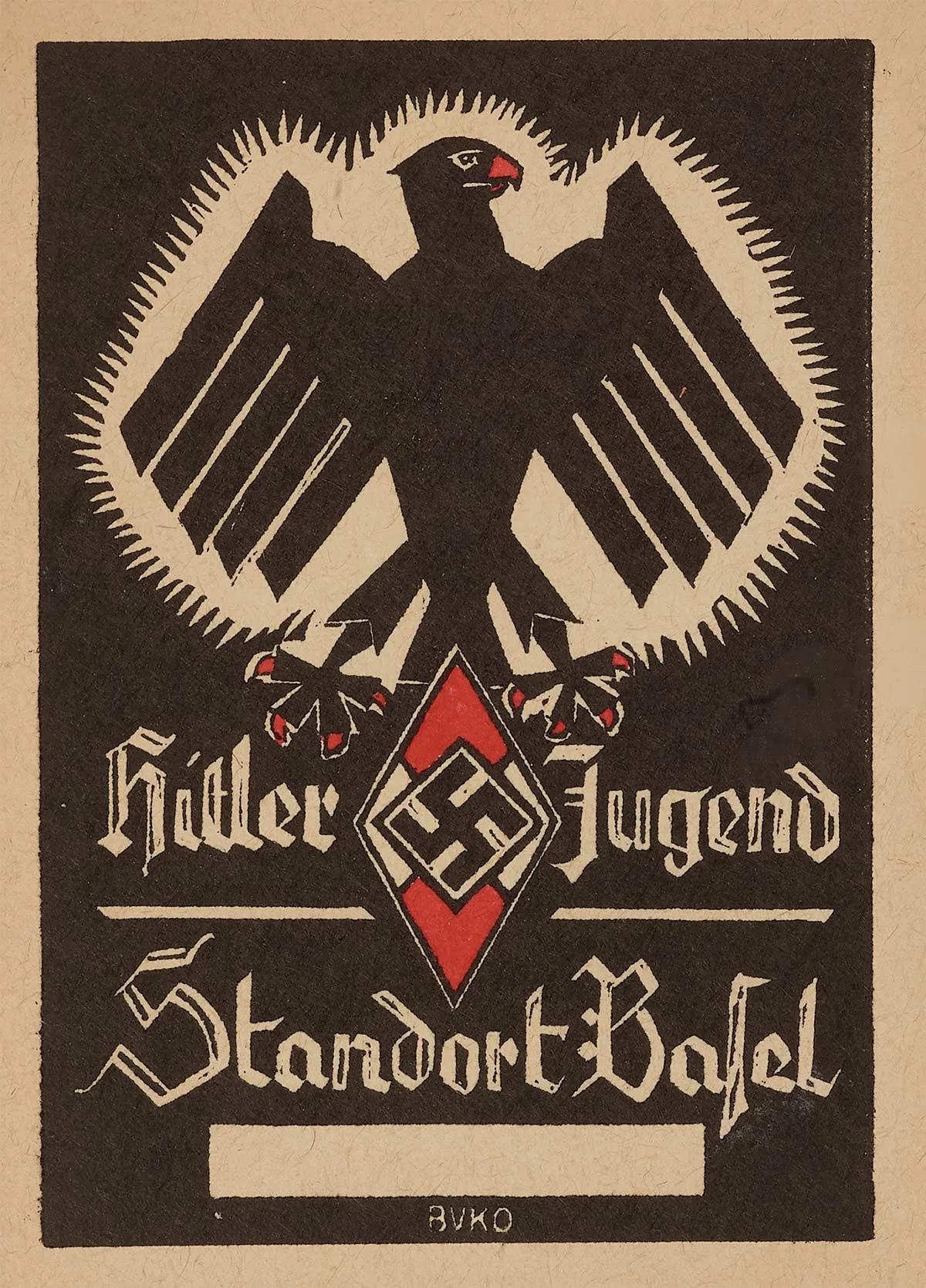 Karte der Hitlerjugend, Standort Basek, 1933-45.