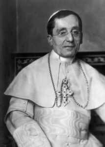 Pope Benedict XV on a picture of 1915.