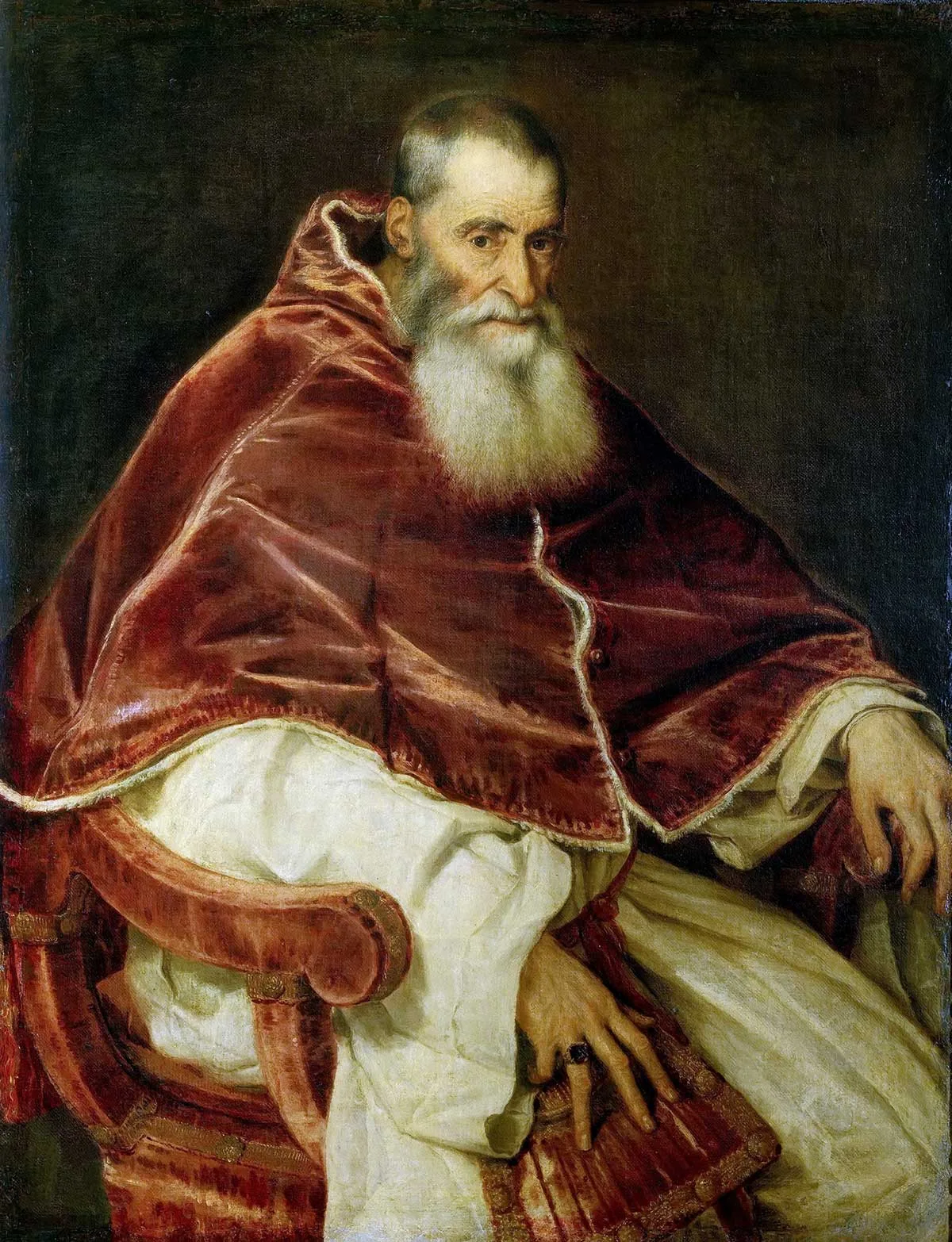 Papst Paul III, porträtiert von Tiziano Vecellio, 1546.