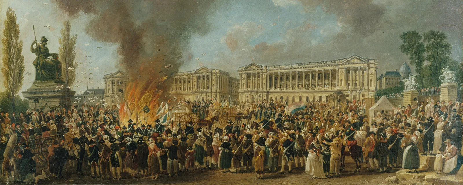 Das «Fête de l’Unité» auf dem Place de la Révolution in Paris, um 1793. Gemälde von Pierre-Antoine Demachy (Ausschnitt).