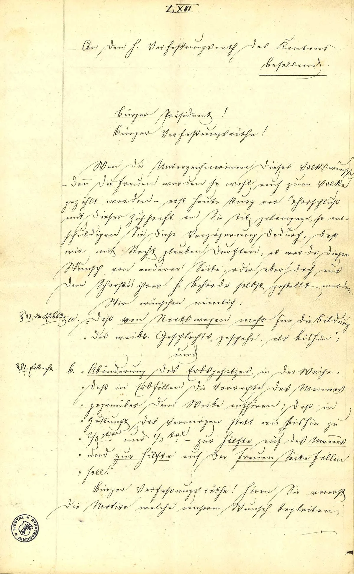 Petition der Sissacherinnen zum Erbrecht 1862.