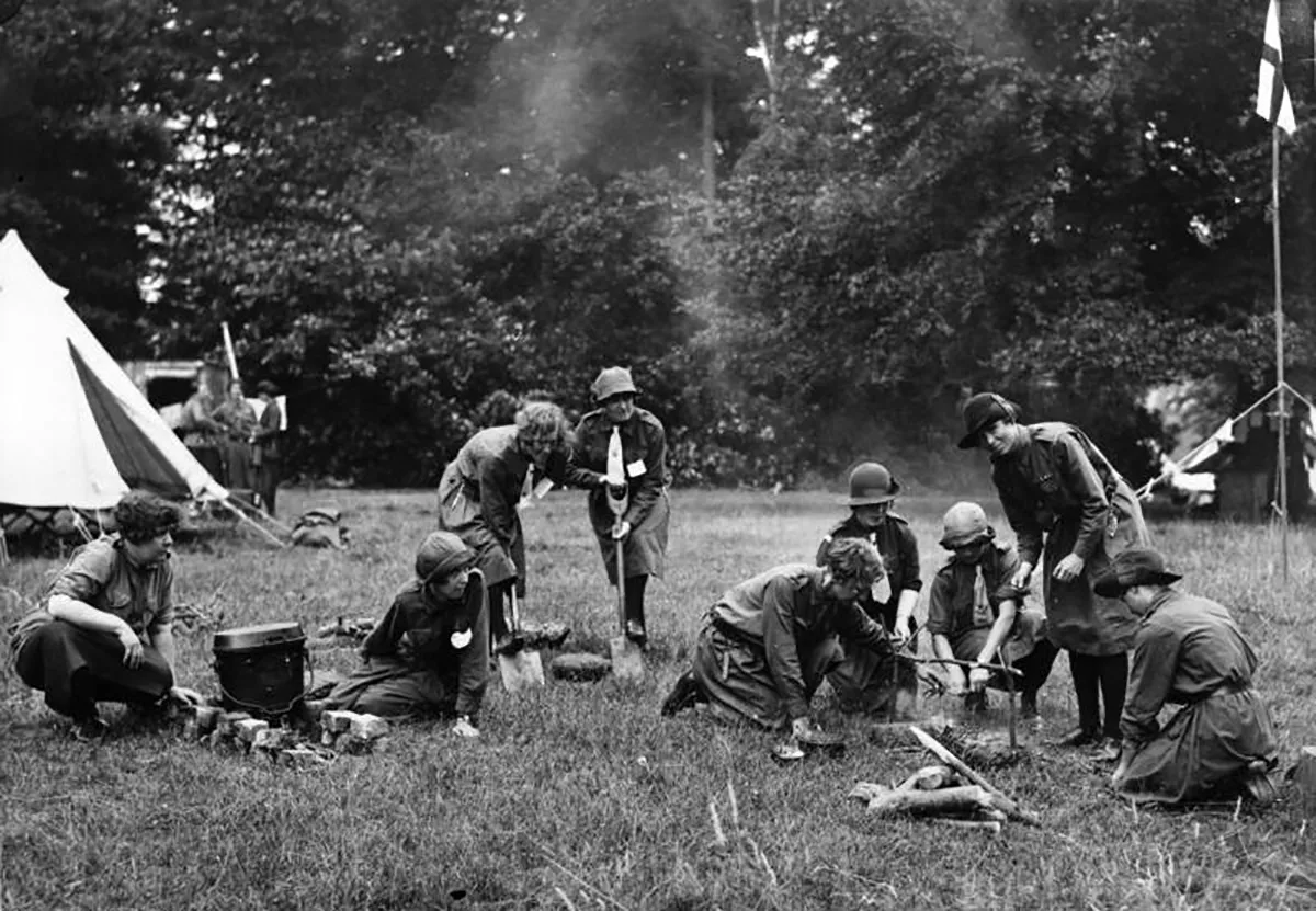Girl Guides camping in England. The picture was taken in 1930.