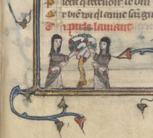 Des nonnes récoltant des phallus dans les marges du «Roman de la Rose» au XIIIe siècle.
