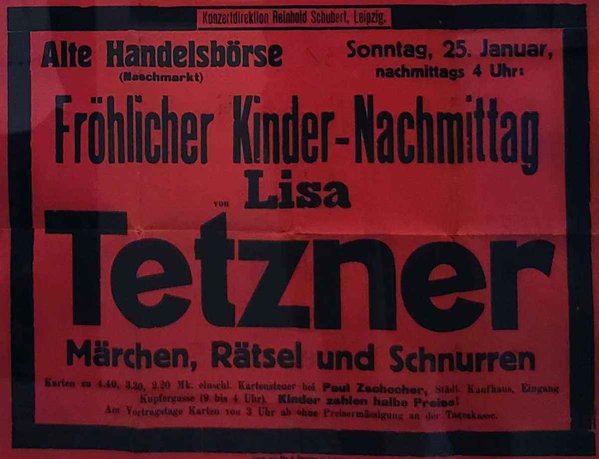 Mit diesem Schreiben und Plakaten macht Lisa Tetzner auf ihre Auftritte aufmerksam.