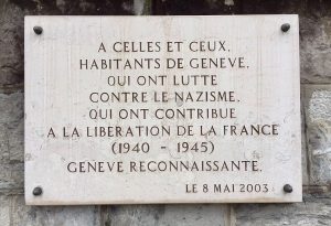 Commemorative plaque honouring the inhabitants of Geneva who served in the Resistance.